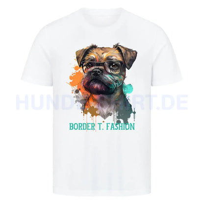 Premium T-Shirt "Border Terrier - Fashion" Weiß – hunde-shirt.de