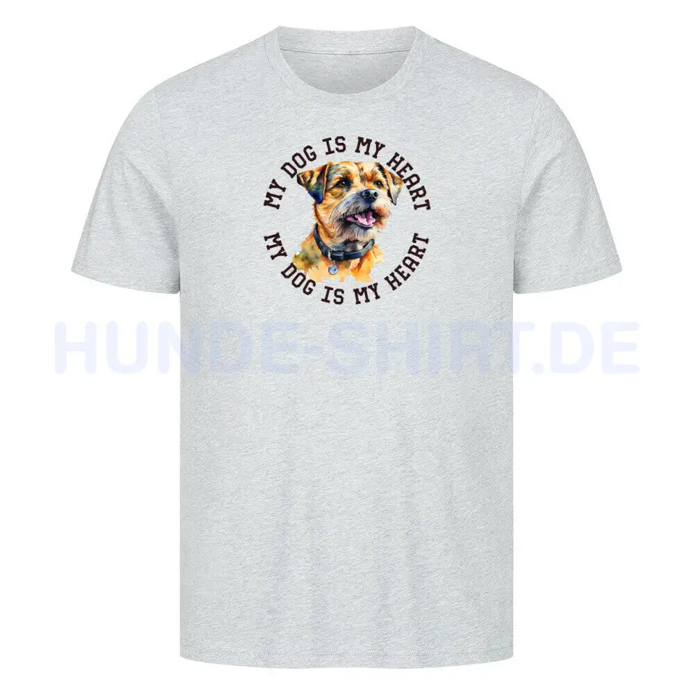 Premium T-Shirt " Border Terrier HEART" Heather Grey – hunde-shirt.de