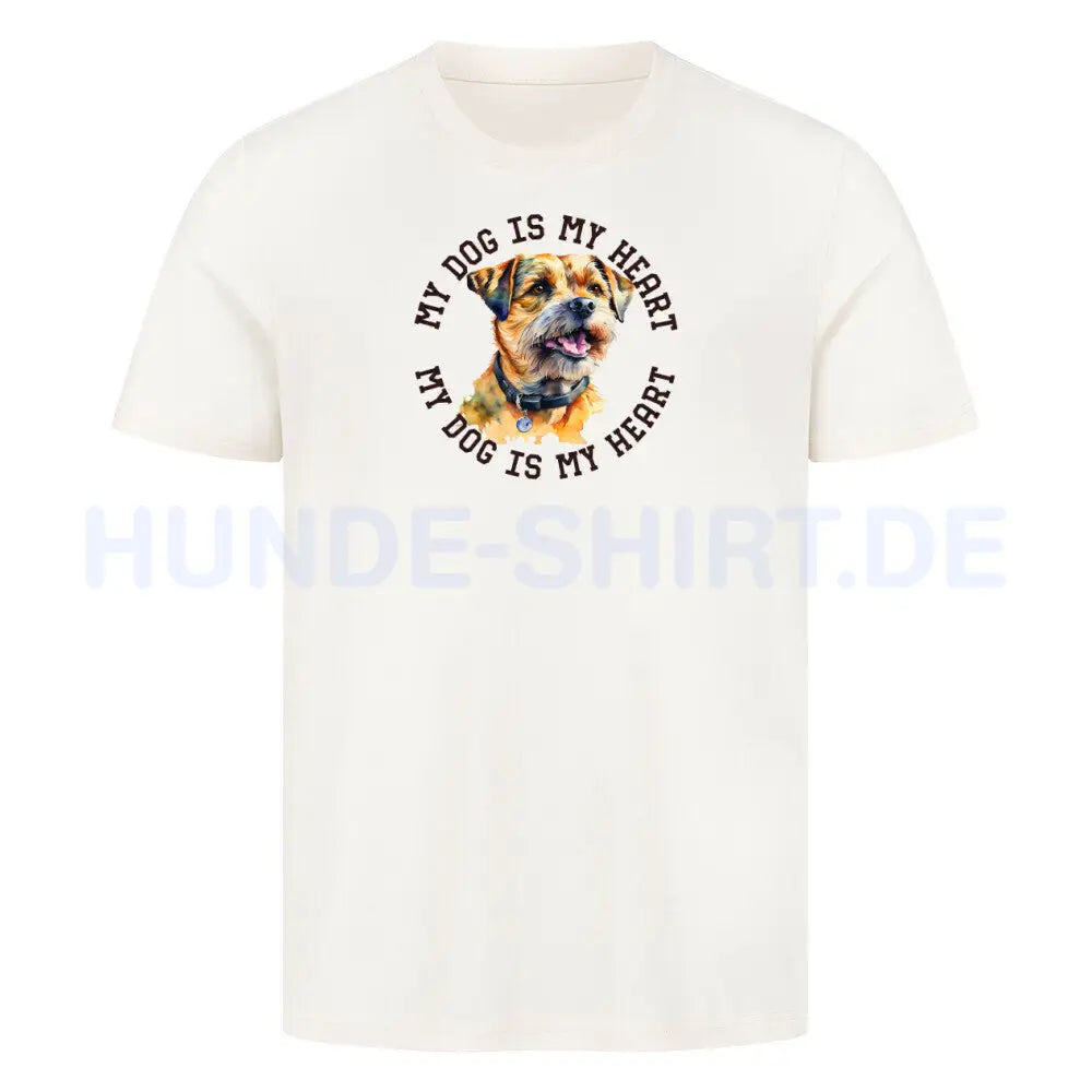 Premium T-Shirt " Border Terrier HEART" Natural Raw – hunde-shirt.de