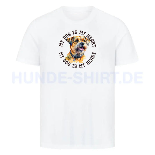 Premium T-Shirt " Border Terrier HEART" Weiß – hunde-shirt.de