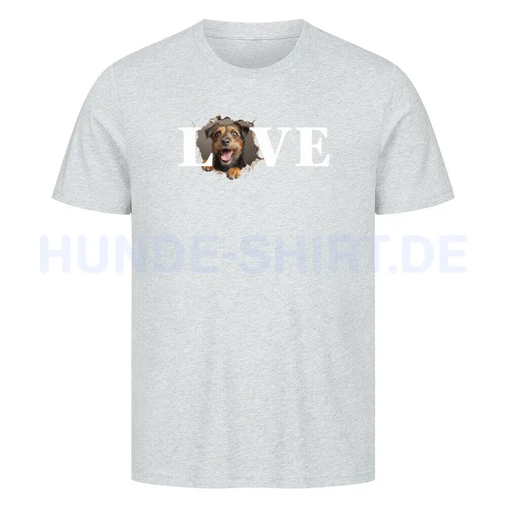 Premium T-Shirt "Border Terrier - LOVE" Heather Grey – hunde-shirt.de