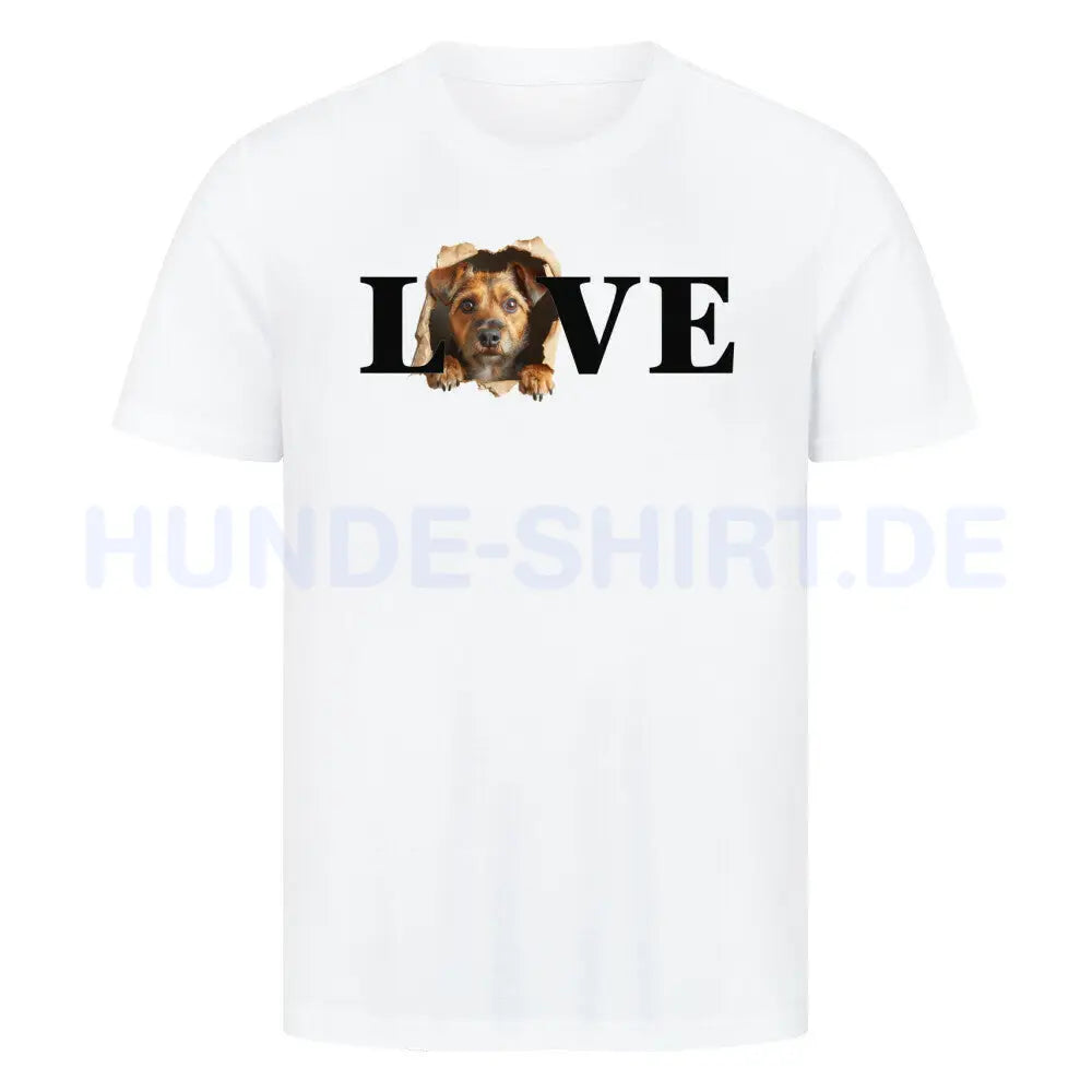 Premium T-Shirt "Border Terrier LOVE" Weiß – hunde-shirt.de