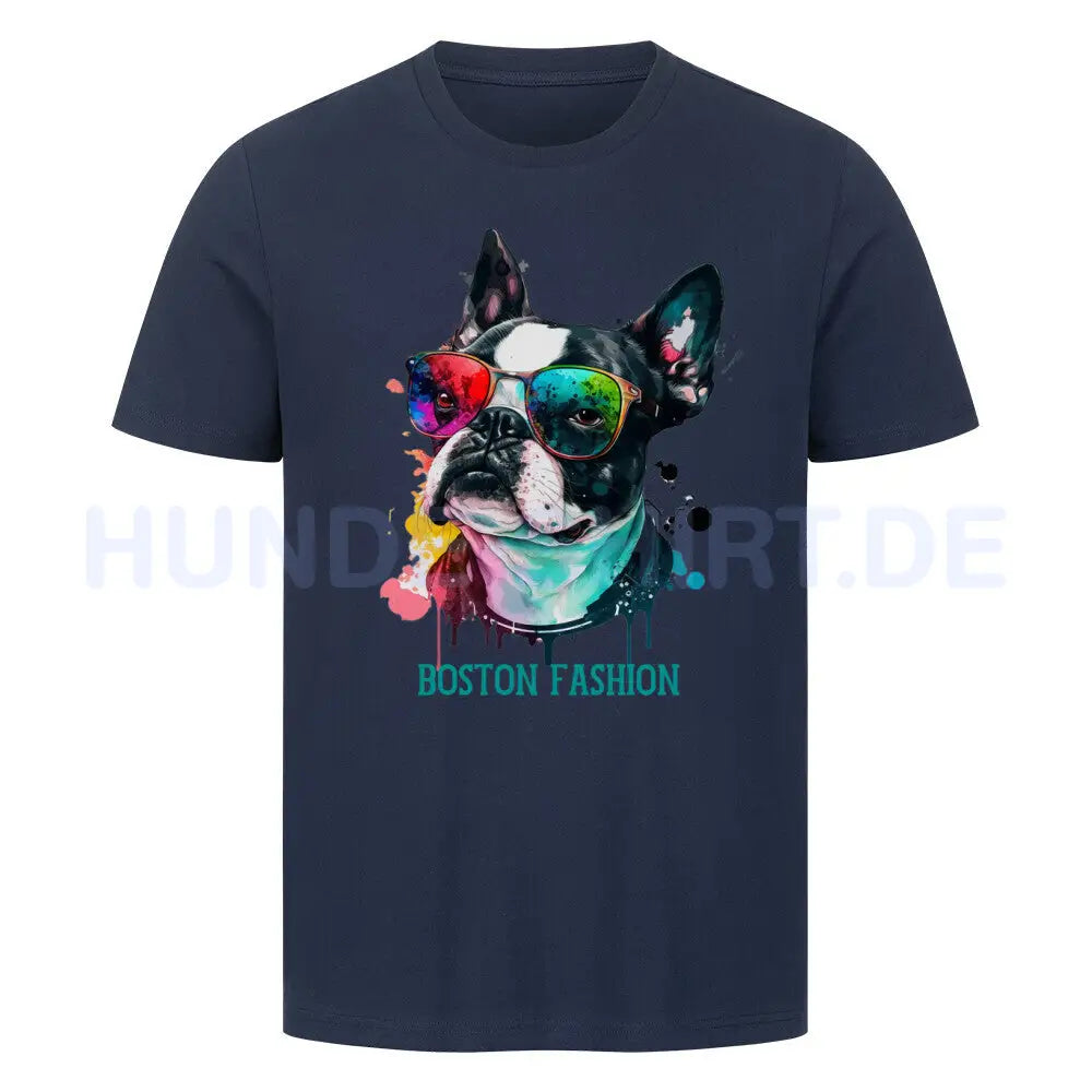 Premium T-Shirt "Boston Terrier - Fashion" French Navy – hunde-shirt.de