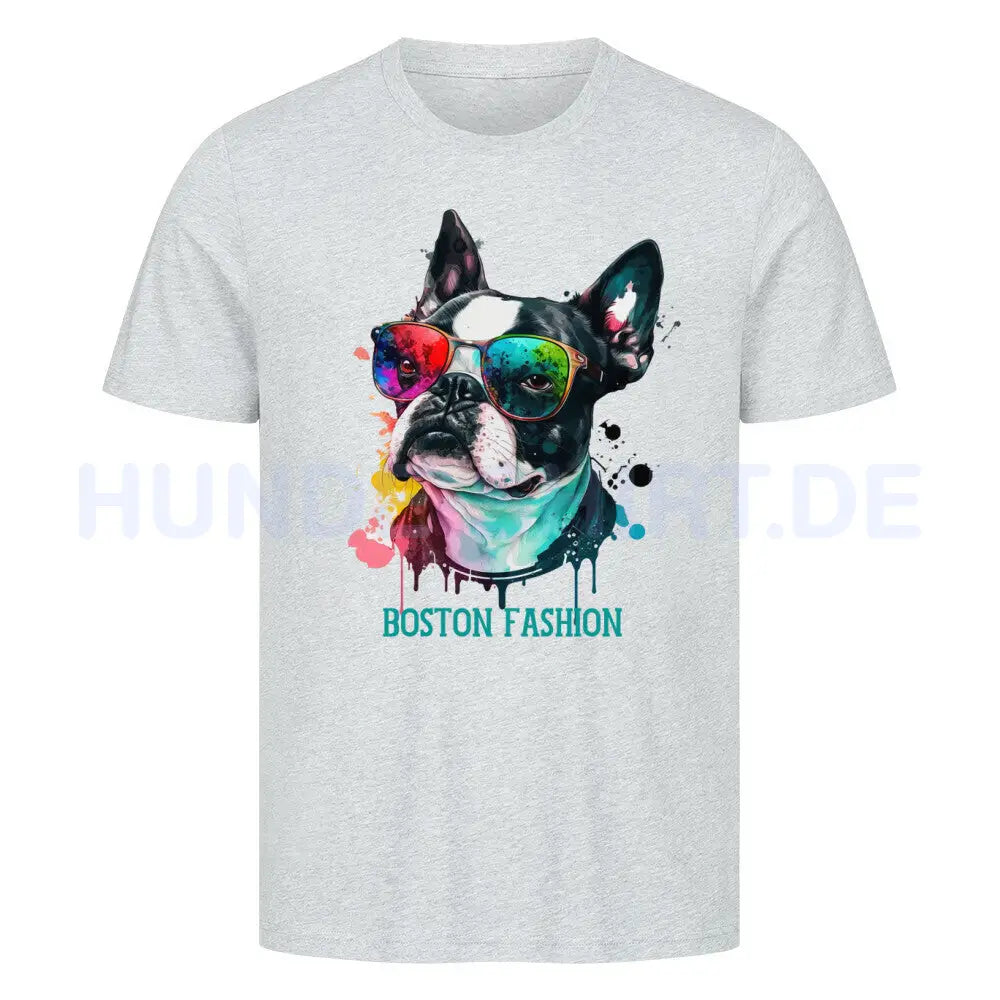 Premium T-Shirt "Boston Terrier - Fashion" Heather Grey – hunde-shirt.de