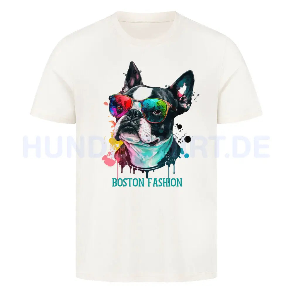 Premium T-Shirt "Boston Terrier - Fashion" Natural Raw – hunde-shirt.de