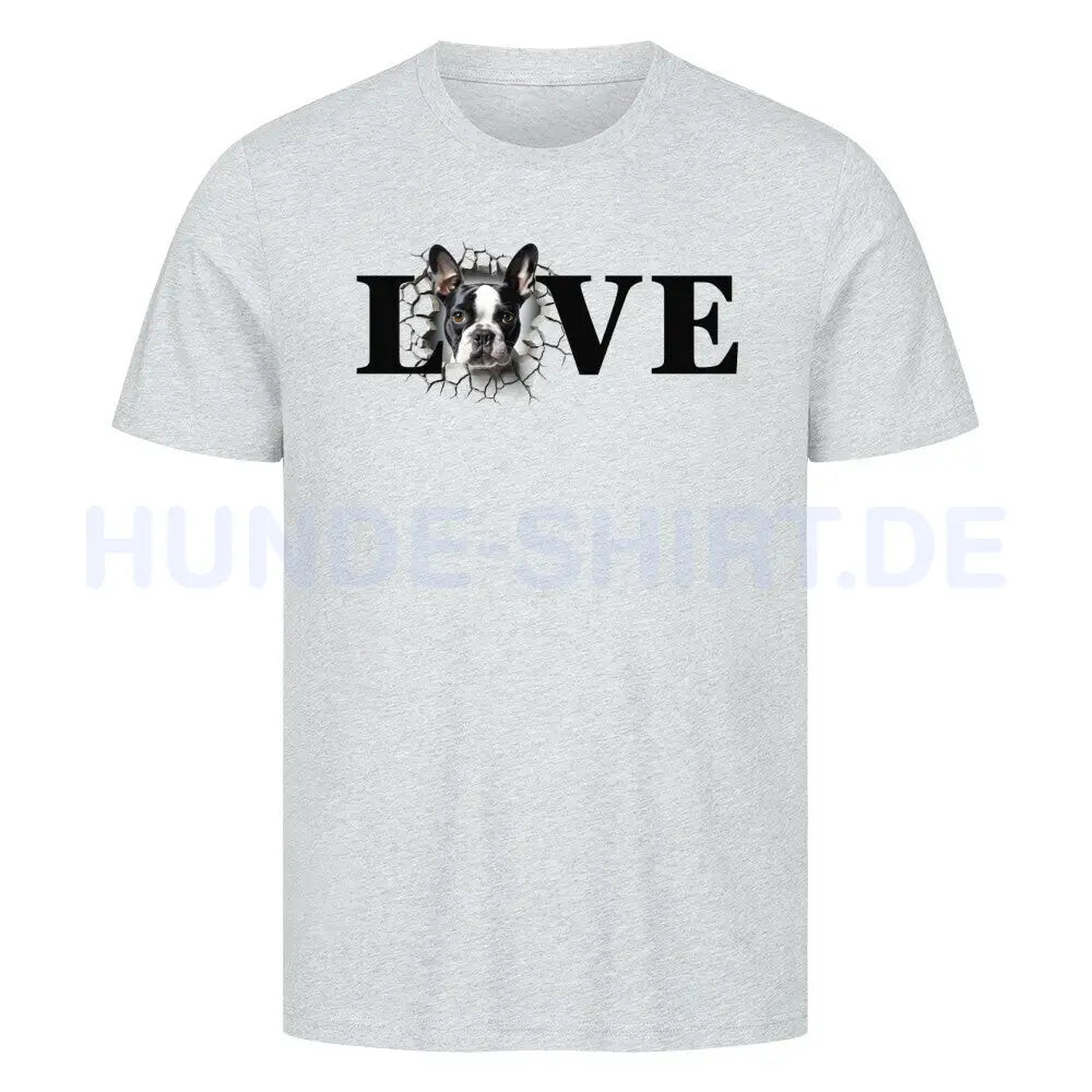 Premium T-Shirt "Boston Terrier LOVE" Heather Grey – hunde-shirt.de