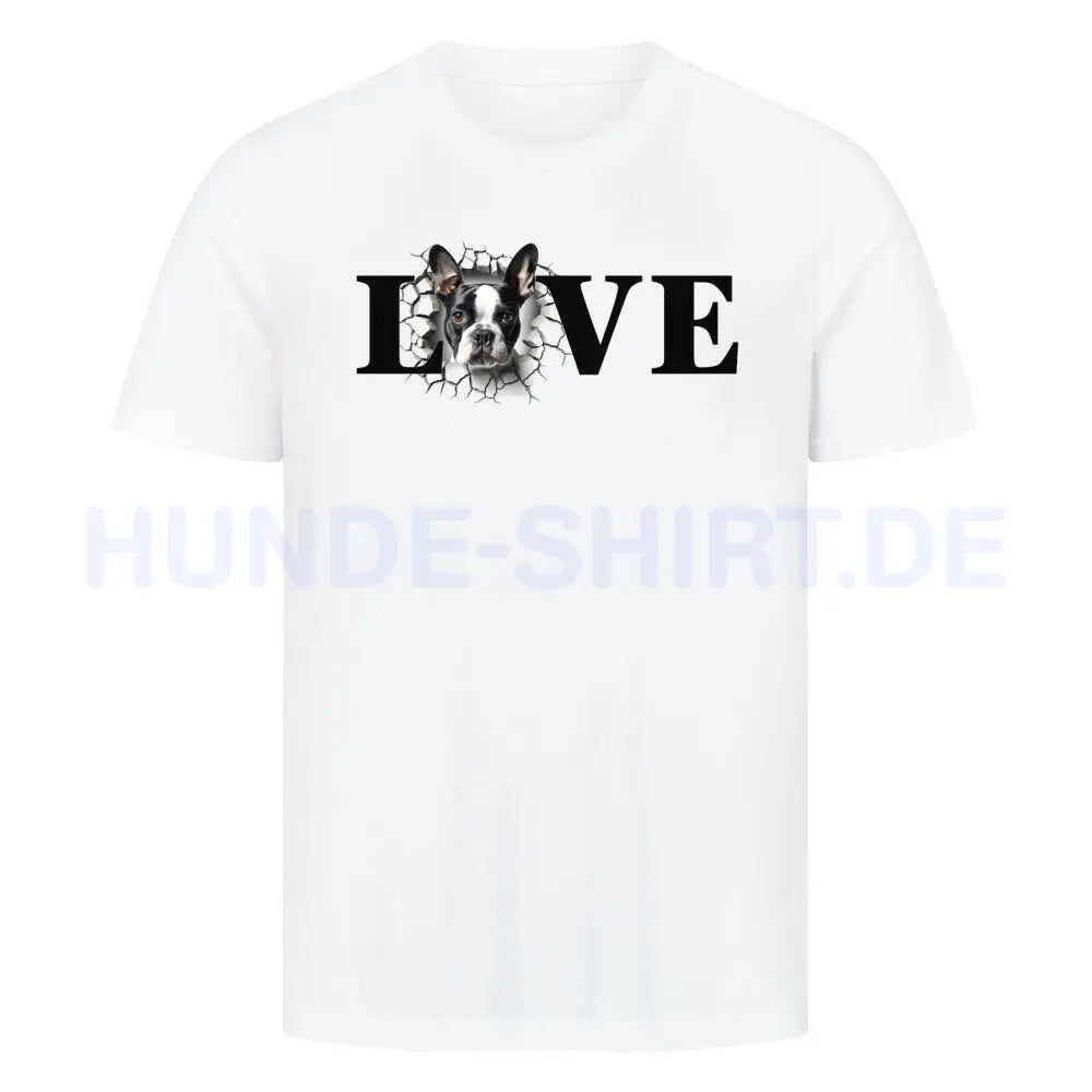 Premium T-Shirt "Boston Terrier LOVE" Weiß – hunde-shirt.de