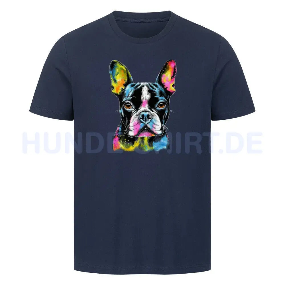 Premium T-Shirt "Boston Terrier Paint" French Navy – hunde-shirt.de