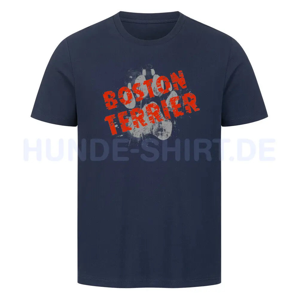 Premium T-Shirt "Boston Terrier - PAW" French Navy – hunde-shirt.de