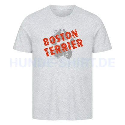 Premium T-Shirt "Boston Terrier - PAW" Heather Grey – hunde-shirt.de