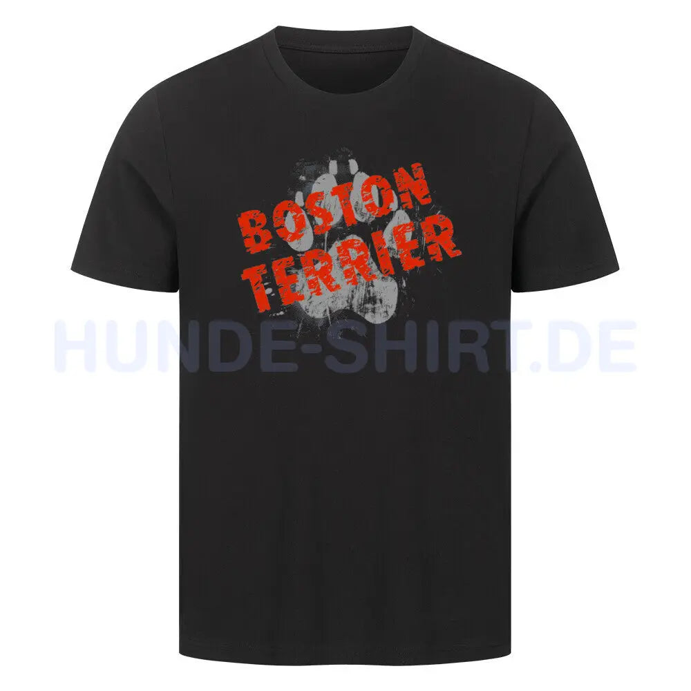 Premium T-Shirt "Boston Terrier - PAW" Schwarz – hunde-shirt.de