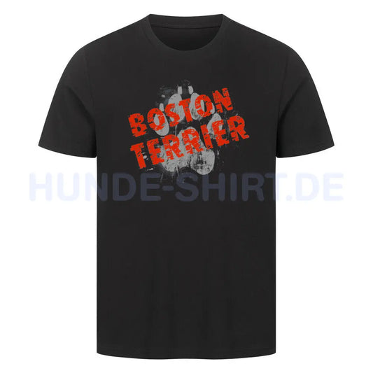 Premium T-Shirt "Boston Terrier - PAW" Schwarz – hunde-shirt.de