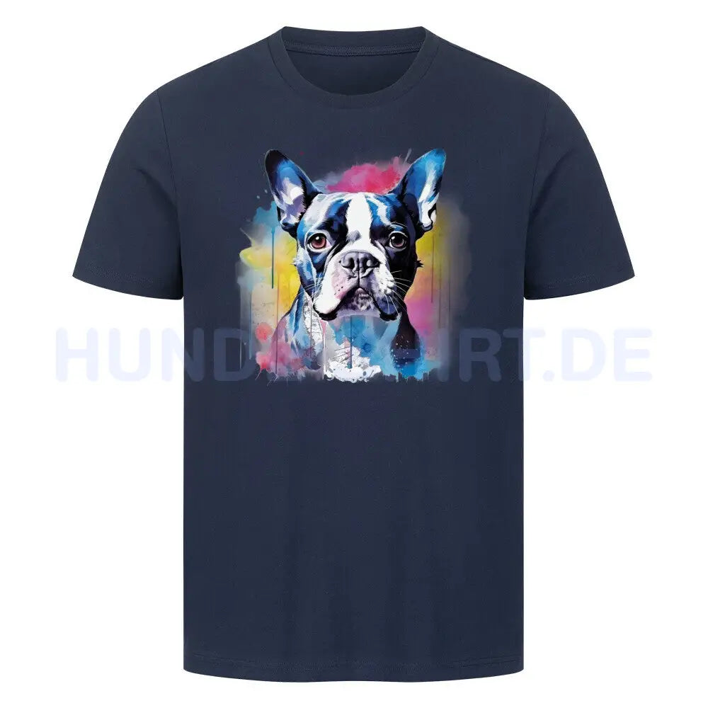 Premium T-Shirt "Boston Terrier Splash" French Navy – hunde-shirt.de