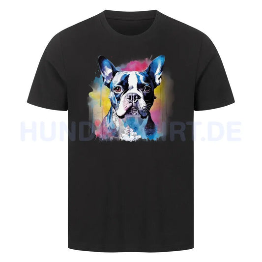 Premium T-Shirt "Boston Terrier Splash" Schwarz – hunde-shirt.de