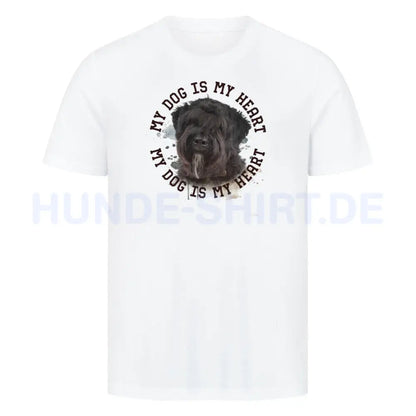 Premium T-Shirt "Bouvier HEART" Weiß – hunde-shirt.de