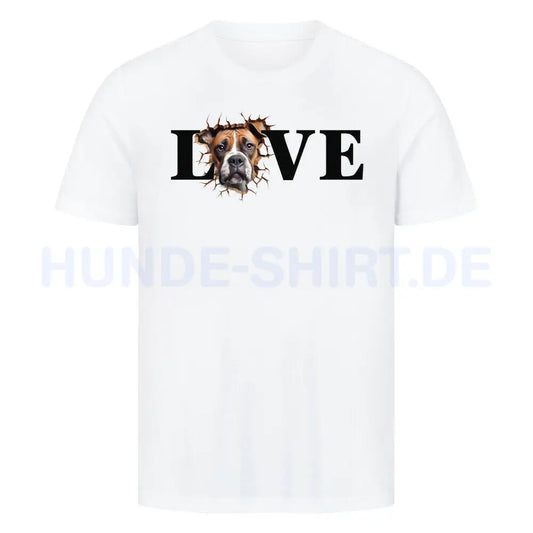 Premium T-Shirt "Boxer LOVE" Weiß – hunde-shirt.de