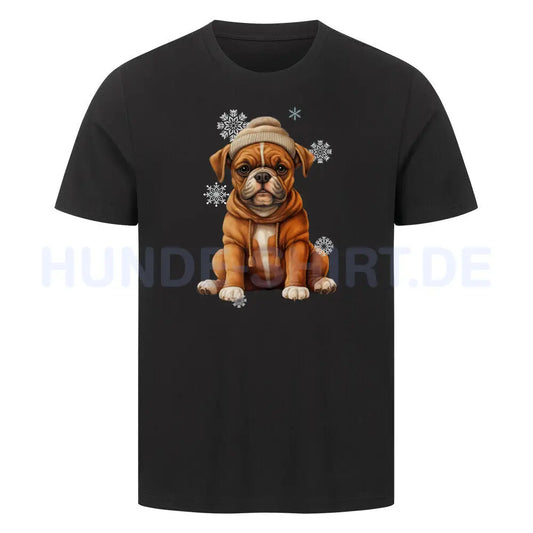 Premium T-Shirt "Boxer Winterbub" Schwarz – hunde-shirt.de