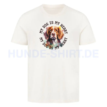 Premium T-Shirt "Brittany Spaniel HEART 2" Natural Raw – hunde-shirt.de