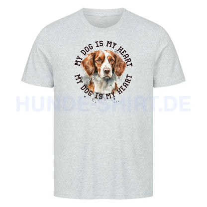 Premium T-Shirt "Brittany Spaniel HEART" Heather Grey – hunde-shirt.de