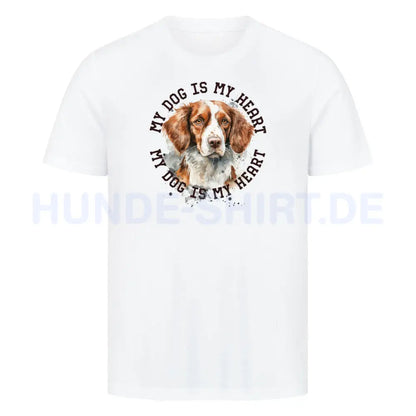 Premium T-Shirt "Brittany Spaniel HEART" Weiß – hunde-shirt.de