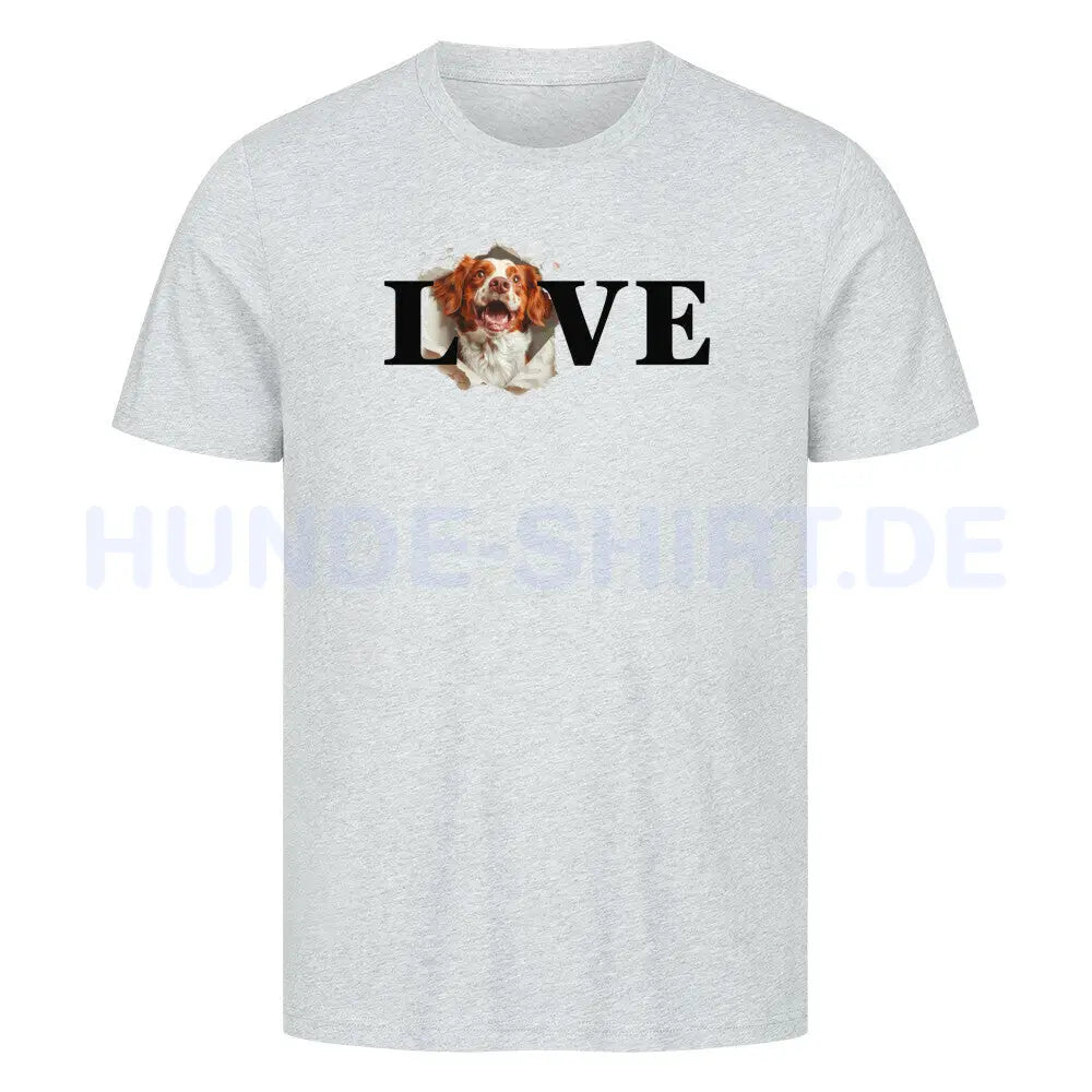 Premium T-Shirt "Brittany Spaniel - LOVE" Heather Grey – hunde-shirt.de