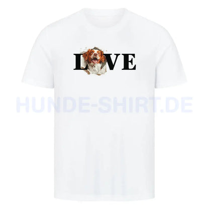 Premium T-Shirt "Brittany Spaniel - LOVE" Weiß – hunde-shirt.de