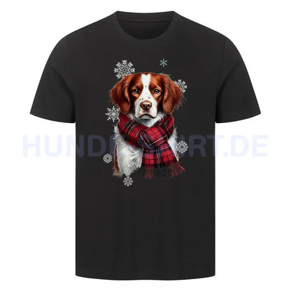 Premium T-Shirt "Brittany Spaniel Winter" Schwarz – hunde-shirt.de