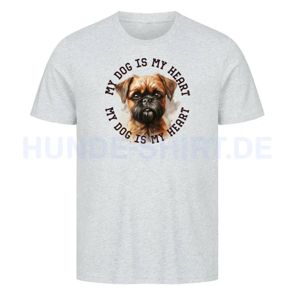 Premium T-Shirt "Brüsseler Griffon HEART" Heather Grey – hunde-shirt.de