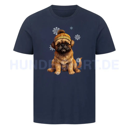 Premium T-Shirt "Brüsseler Griffon Winter" French Navy – hunde-shirt.de