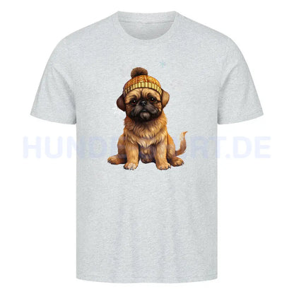 Premium T-Shirt "Brüsseler Griffon Winter" Heather Grey – hunde-shirt.de