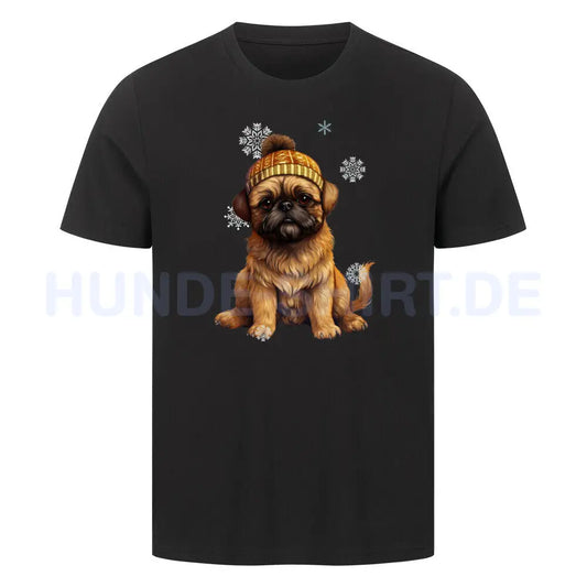 Premium T-Shirt "Brüsseler Griffon Winter" Schwarz – hunde-shirt.de