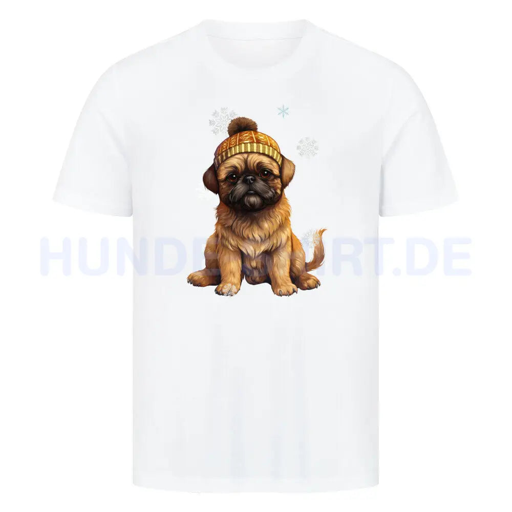 Premium T-Shirt "Brüsseler Griffon Winter" Weiß – hunde-shirt.de