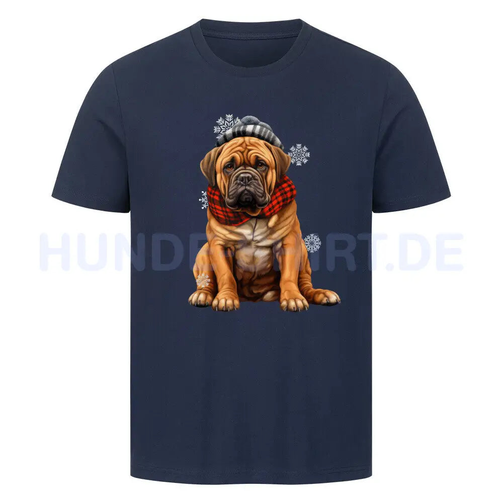 Premium T-Shirt "Bullmastiff - Winter" French Navy – hunde-shirt.de