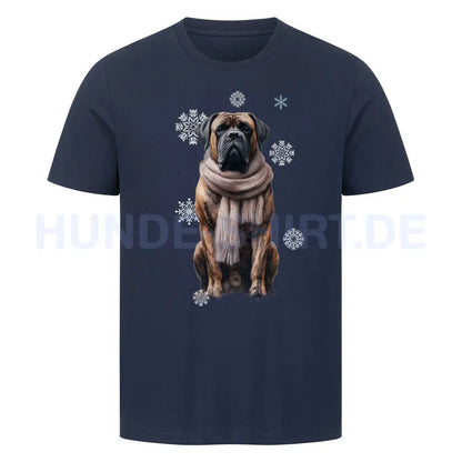 Premium T-Shirt "Bullmastiff Winter" French Navy – hunde-shirt.de