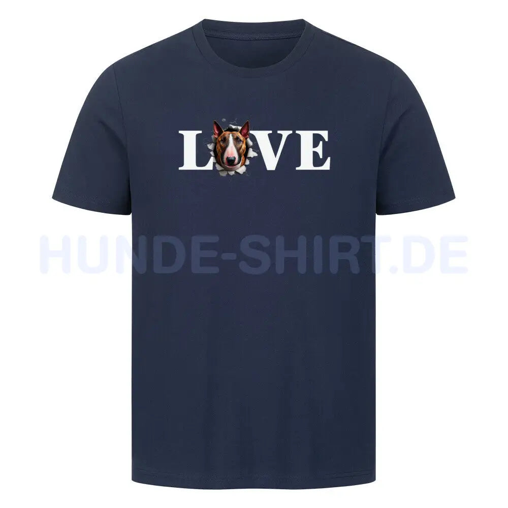 Premium T-Shirt "Bullterrier ( braun ) - LOVE" French Navy – hunde-shirt.de