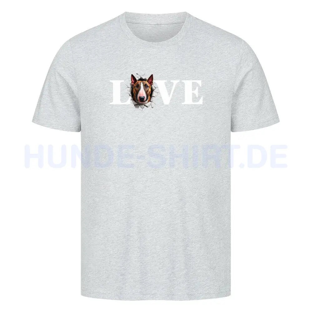 Premium T-Shirt "Bullterrier ( braun ) - LOVE" Heather Grey – hunde-shirt.de