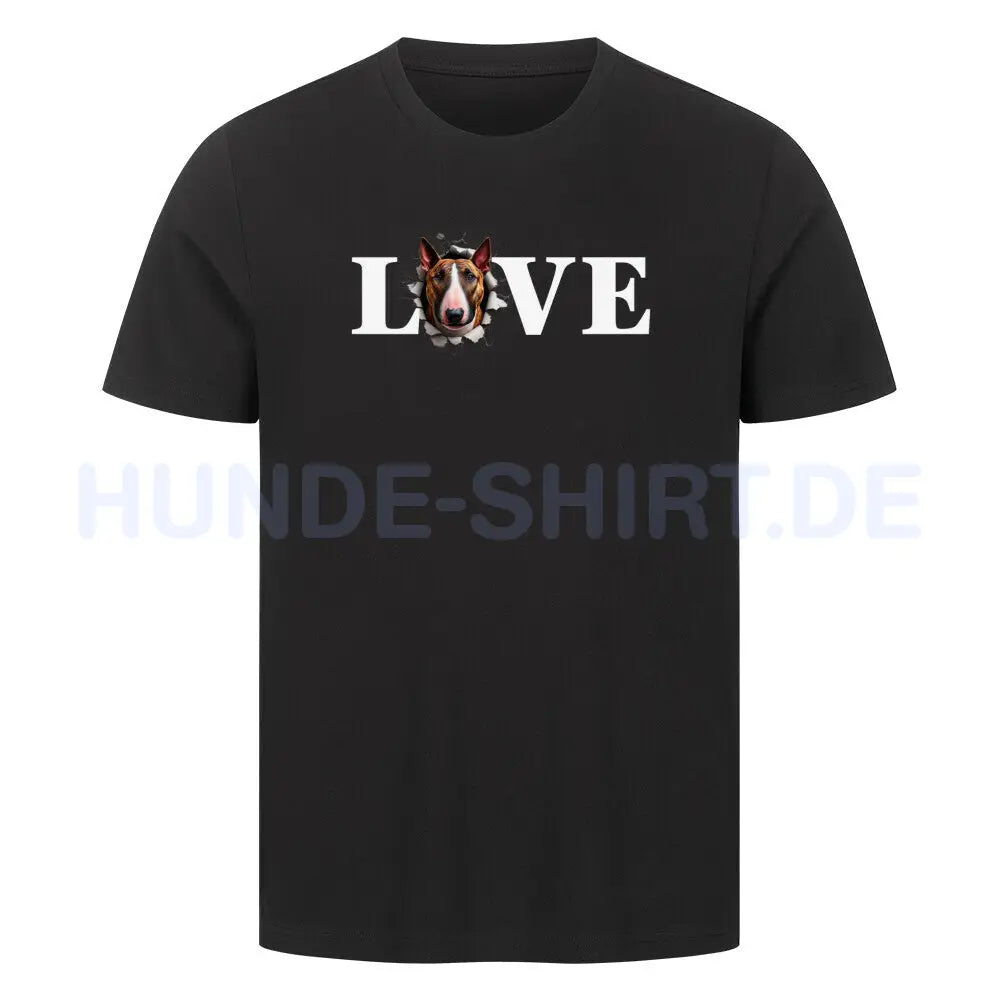 Premium T-Shirt "Bullterrier ( braun ) - LOVE" Schwarz – hunde-shirt.de