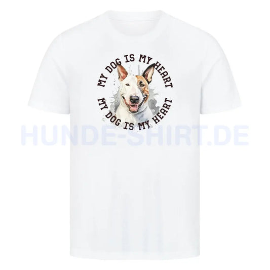 Premium T-Shirt "Bullterrier HEART 2" Weiß – hunde-shirt.de