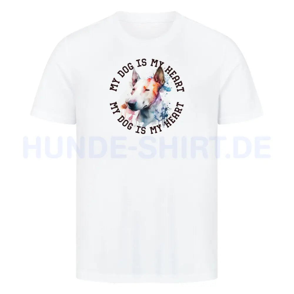 Premium T-Shirt "Bullterrier HEART" Weiß – hunde-shirt.de