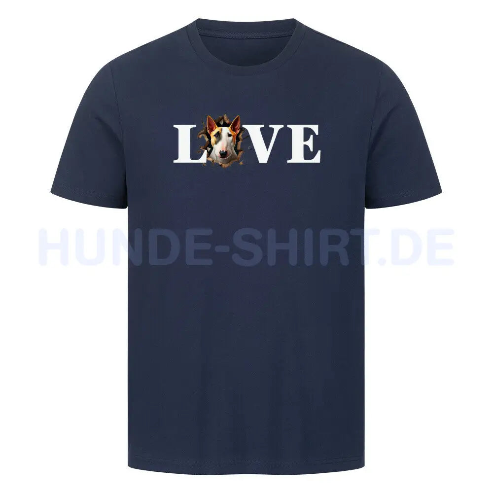 Premium T-Shirt "Bullterrier ( hell ) - LOVE" French Navy – hunde-shirt.de