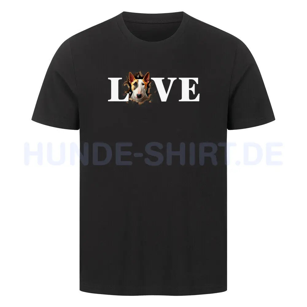 Premium T-Shirt "Bullterrier ( hell ) - LOVE" Schwarz – hunde-shirt.de