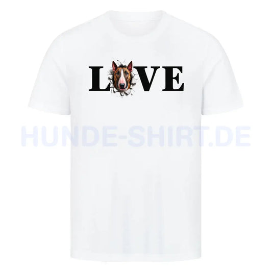 Premium T-Shirt "Bullterrier LOVE" Weiß – hunde-shirt.de