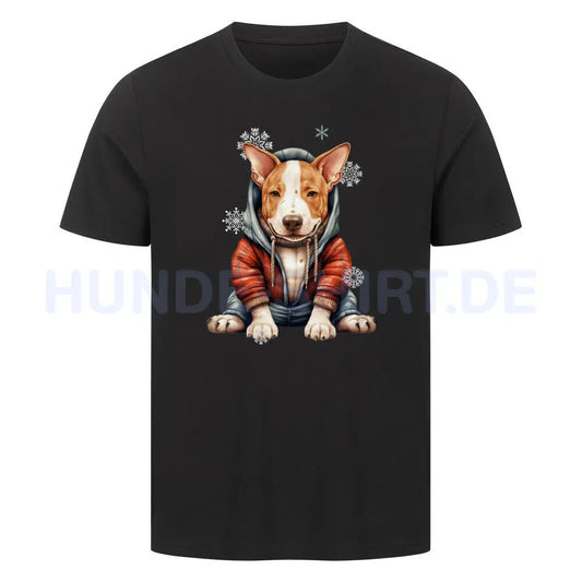 Premium T-Shirt "Bullterrier Winterbub" Schwarz – hunde-shirt.de