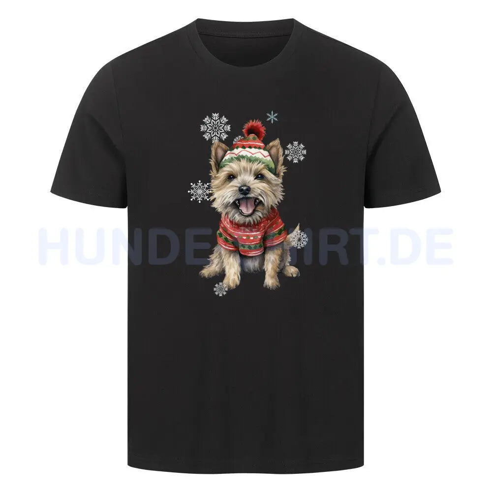 Premium T-Shirt "Cairn Terrier Winter" Schwarz – hunde-shirt.de