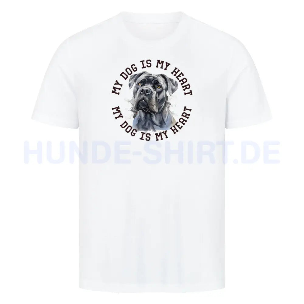 Premium T-Shirt "Cane Corso HEART 2" Weiß – hunde-shirt.de