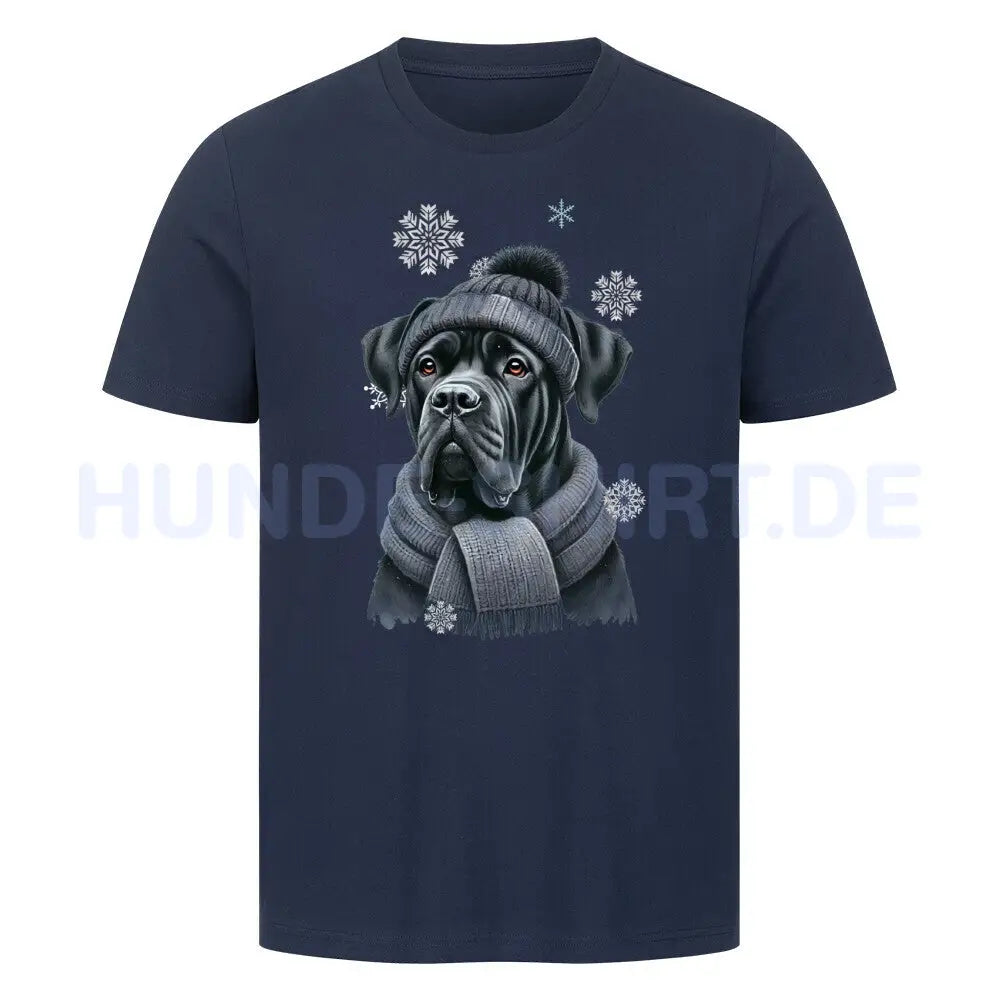 Premium T-Shirt "Cane Corso schwarz WINTER" French Navy – hunde-shirt.de