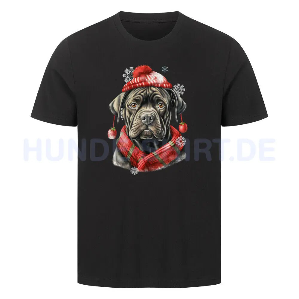 Premium T-Shirt "Cane Corso Winter rot" Schwarz – hunde-shirt.de