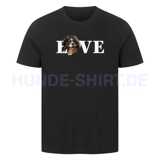 Premium T-Shirt "Cavalier King Charles ( dunkel ) - LOVE" Schwarz – hunde-shirt.de