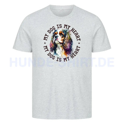 Premium T-Shirt "Cavalier King Charles Spaniel HEART" Heather Grey – hunde-shirt.de