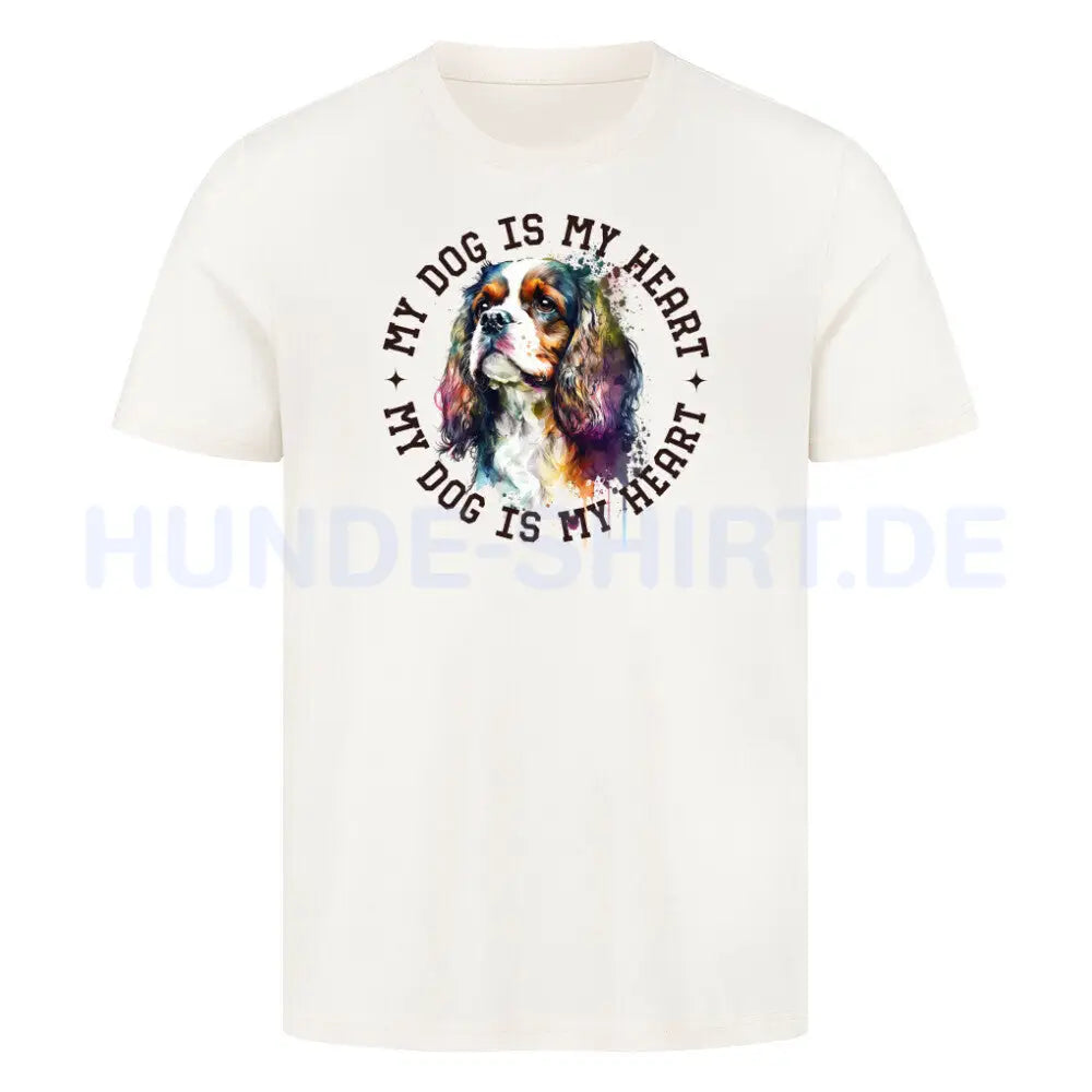 Premium T-Shirt "Cavalier King Charles Spaniel HEART" Natural Raw – hunde-shirt.de